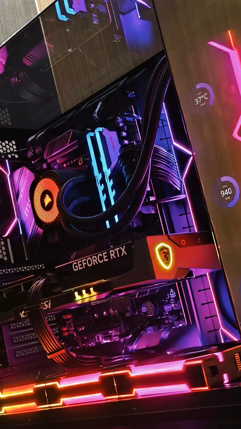 PC gamer com GeForce RTX MSI e iluminação RGB montado pela Gear UP